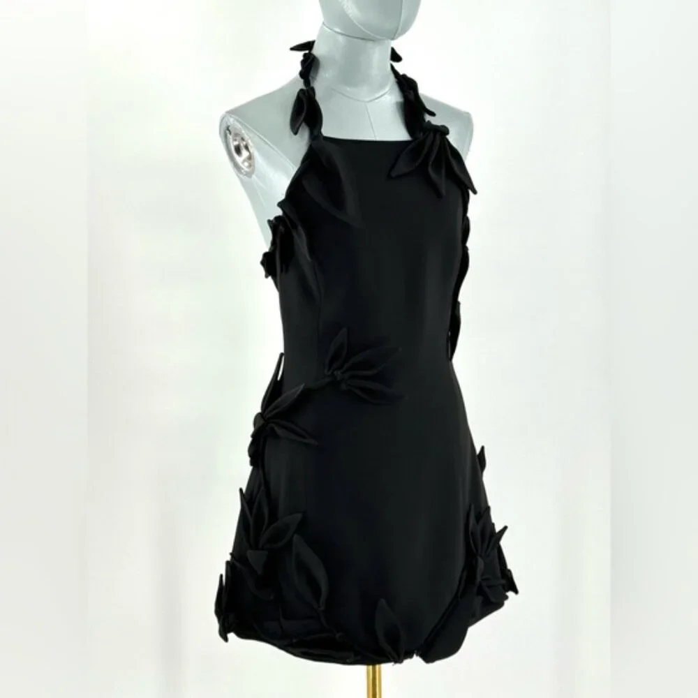 🆕 CULT GAIA 🧿 NWT Elliana Calla Lily Floral Appliqué Mini, Black - Sz 0